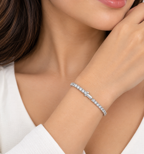 Pulsera de tenis de aleación de oro de 10K de súper calidad para mujer con cierre incrustado de diamantes de laboratorio para joyería de fiesta a la moda BR700735 - Product Image 2
