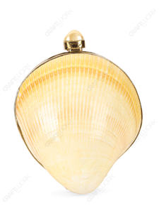 Pochette en coquille de palourde dorée, sac de soirée en coquillage naturel en forme d'éventail avec cadre doré, sac à main de luxe pour export OEM - Product Image 6