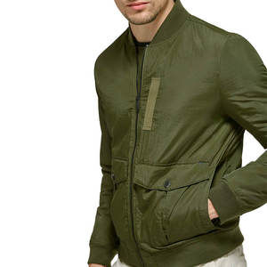 Chaquetas Bomber para Hombre en Color Verde Sólido al por Mayor, Nueva Llegada 2026, Chaquetas Bomber de Manga Larga en Tela 100% Poliéster en Venta - Product Image 6