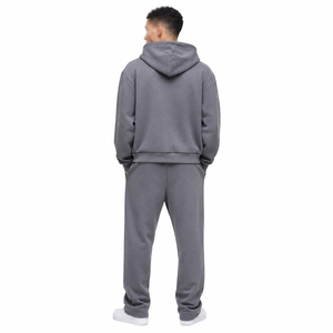 Survêtement Homme Personnalisé en Molleton de Coton Épais, Ensemble Deux Pièces à Capuche Entièrement Zippé, Pantalon de Survêtement Coupe Droite, Logo Avant, Coupe Oversize - Product Image 2