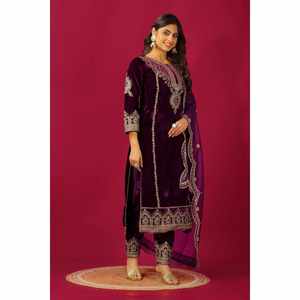 Conjunto de Fiesta Rojo para Mujer de Zeel Fashion, Top con Dupatta y Pantalón Completamente Cosido, Talla M, 1300g - Product Image 3