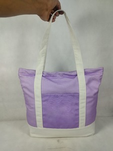 <b>Lavender</b> Purple Cotton Tote <b>Bag</b> White Shoulder Straps Front Pocket Stylish Reusable Travel Ready Shopping <b>Bag</b> Lightweight All - Product Image 1