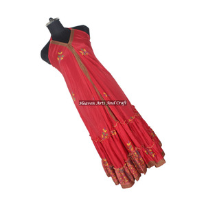 Vestido de Seda Sari de Diseño Hippie Bohemio para Mujer, Vestido de Seda Sari Vintage, Vestido de Noche Elegante sin Mangas para Damas - Product Image 3