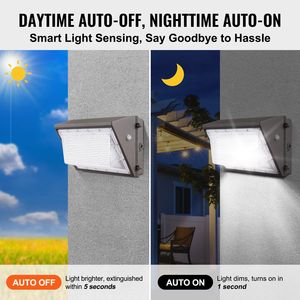 Lot de 2 luminaires muraux LED 100W 10800LM 5000K, éclairage de sécurité extérieur commercial avec capteur de lumière intelligent - Product Image 4