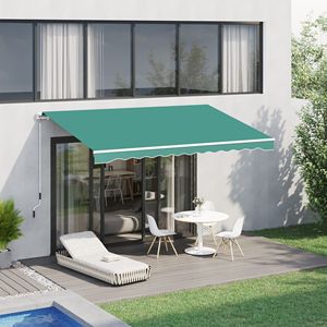 Tenda da Sole Retrattile Manuale 3x2,4m Verde Anti-UV con Manovella Facile e Bracci Pieghevoli - Product Image 2