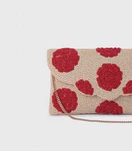 Bolso rectangular bordado floral con cuentas hecho a mano con correa de cadena para fiestas - Product Image 5