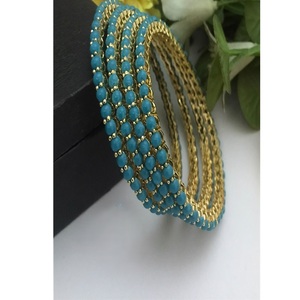 Chic <b>Gold</b> Plated Coral <b>Bangle</b> Bracelets <b>Set</b> Classic Style Women's Wedding Jewelry Alloy Jewelry <b>Sets</b> - Product Image 2