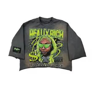 Hight Quality Poly Mesh Jersey Ribbed Neckline Custom logo Screenprint Fashion Street Wear Boxy <b>Tshirts</b> for Men - Product Image 1