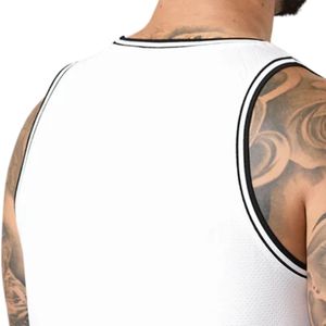 Débardeur de sport blanc en maille pour homme – Maillot d'entraînement athlétique sans manches respirant pour le fitness et le sport - Product Image 4