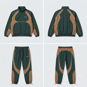 Ensemble de survêtement vintage colorblock avec logo personnalisé pour homme, veste coupe-vent en nylon et pantalon, deux pièces, streetwear, sportswear - Product Image 3
