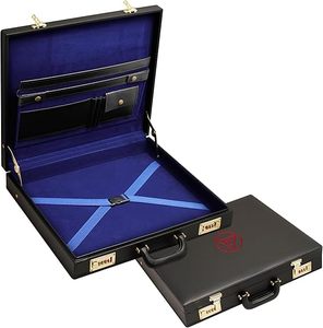 Estuche Rígido Premium para Mandil Provincial Masónico con Bordado a Máquina – Estuche Rígido de Imitación de Cuero Negro con Compás Cuadrados - Product Image 2