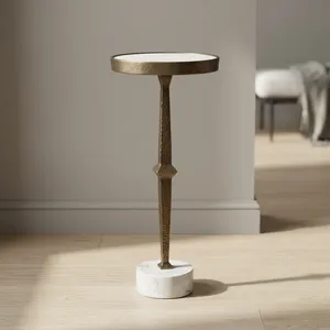 Modern Living Room <b>White</b> Luxury Tea Table Glass Marble Surface Rock Plate Metal <b>Bracket</b> Frame Coffee Table Set - Product Image 6