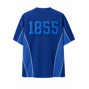 ซิกมา ชิ 1855 เสื้อยืดแขนสั้นขนาดใหญ่พิเศษสีน้ำเงินตัดขอบสีตัดกันเสื้อยืดคอกลมลำลองสำหรับบุรุษ - Product Image 3