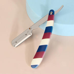 Rasoir à lame unique en acier inoxydable avec manche métallique, design monnayeur, pour usage en salon de coiffure, outil de rasage du visage, motifs drapeaux - Product Image 2