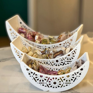 Adornos decorativos hechos a mano para el hogar, suministros para Ramadán, bandeja decorativa con forma de luna y estrella, plato de almacenamiento artesanal. - Product Image 2
