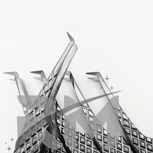 Pince à épiler professionnelle RMI pour extensions de cils, haute qualité, logo personnalisable, poignée lisse/diamantée - Product Image 5