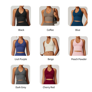 Débardeur de yoga sans couture pour femme, haute qualité, nouveau, pour la course, la gym, le bodybuilding, et le sport – Crop top dos nu - Product Image 1