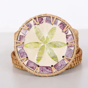 Handcrafted Mother of Pearl Inlay Coasters Hanoi Vietnam Elegant <b>Drinkware</b> <b>Accessories</b> - Product Image 6