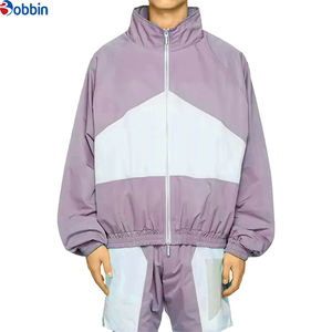 Comfortable Custom Logo Reflective <b>Patchwork</b> Zip up Jacket Nylon Sports Shorts Sets Tracksuits Unisex Men Windbreaker Short Sets - Product Image 5