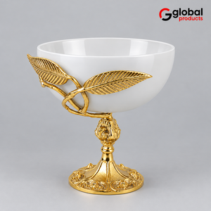 Tazón redondo de metal con acabado brillante y diseño de mariposa de lujo, moderno, para servir frutas y nueces en el hogar, para decoración de hoteles y bodas. - Product Image 3