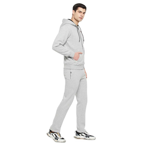 Survêtement de sport personnalisé avec logo, en molleton technique, à fermeture éclair intégrale, avec sweat à capuche et pantalon de jogging, ensemble deux pièces pour le sport et les loisirs - Product Image 3