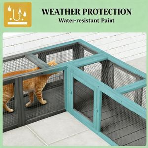 Cuccia e Tunnel per Gatti in Legno Combinabile, Grigio Scuro - Arredamento e Cuccette per Animali Domestici - Product Image 3
