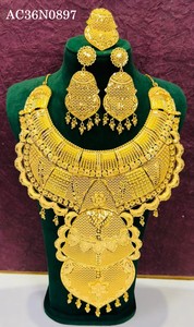 Conjunto de Collar y Pendientes con Dijes de Flores Estilo Marroquí Chapado en Oro de 24K para Mujer, Joyería de Boda con Cadena de Caja - Product Image 4