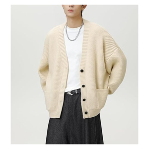 Suéter tipo cárdigan clásico de punto con botones para hombre - Product Image 2