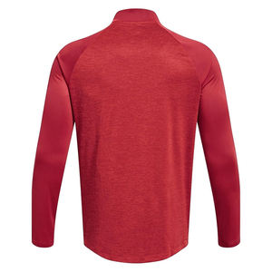 T-shirt léger personnalisé à col zippé pour adulte, couleur rouge, jersey extensible 4 directions, t-shirt zippé 3/4 doux - Product Image 2