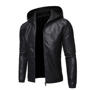 Men's Vintage Slim Jacket Winter Autumn Motorcycle Biker Coat Fleece Hood Warm Casual Moto Design Sheep Skin Canvas Material - Product Image 1