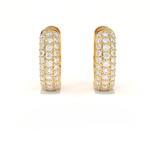 Aarinya Classic Gift Eternity Band Infinite Brilliance Pendientes de Aro Apilables Chapados en Oro de 9K con Diamantes Cultivados en Laboratorio en Forma de Cúpula y Pavé para Fiesta - Product Image 2