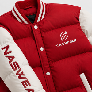 NASWEAR Men's Red <b>Bubble</b> Jacket Windproof Winter <b>Coat</b> Preppy Style Button Closure Regular Fit Thick Polyester <b>Bubble</b> Jacket - Product Image 5
