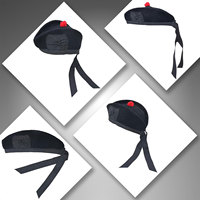 Gorro Escocés Glengarry de Lana Pura con Pompón Rojo, Forro Transpirable, Ajuste Cómodo, OEM ODM
