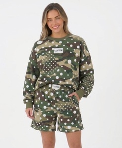 2026 Fall Winter <b>Women</b> <b>Camouflage</b> Dot Print Sweatshirt And <b>Shorts</b> Set Casual Crewneck 2 Piece Winter Clothing - Product Image 1