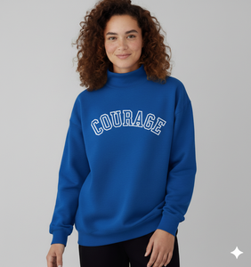 Sweat-shirt rose à col roulé pour femme, manches longues, tricoté, imprimé lettres Courage, pour l'automne, en coton respirant - Product Image 4