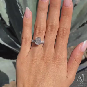Anillo de Compromiso y Boda de Lujo con Moissanita Pavé de Corte Brillante, Certificado IGI, Chapado en Rodio, Oro Blanco para Mujer, Regalo - Product Image 1