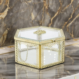 Hand Curved Decorative Hexagonal Shape <b>Trinket</b> <b>Box</b> Wedding Ring Bangles Necklace Storage Jewellery Package Designer <b>Box</b> - Product Image 1