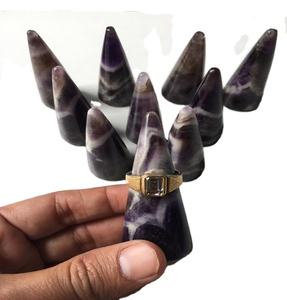 Natural Amethyst Ring Holder | Crystal Ring Cone Stand | Polished Gemstone Jewelry Display - Product Image 1