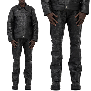 Conjunto Deportivo de Cuero Repujado para Hombre, Estilo Urbano, con Botones en el Cuello, Poliéster Grueso, para Invierno - Product Image 1