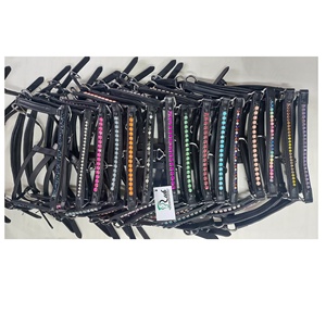 Harnais de cheval en cuir noir avec cristaux arc-en-ciel multicolores, ferrures en laiton, style selle anglaise, durable, personnalisable, logo personnalisé - Product Image 5