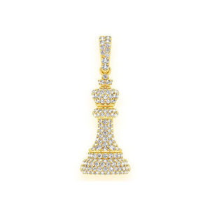 Sparkling Fully Iced Lab Grown Diamonds Custom 10K <b>Solid</b> <b>Gold</b> King Queen Chess Piece <b>Pendant</b> Men's Hip Hop Fine Jewelry necklace - Product Image 1