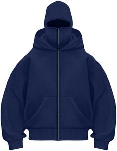 Veste à capuche double balaclava pour homme en polyester et coton, fermeture éclair intégrale, style décontracté avec capuche superposée – Vente en gros - Product Image 5