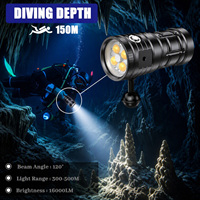 OCSHARK D16 16000 Lumens Lampe vidéo sous-marine 150m Étanche avec charge Type-C Lampe torche professionnelle pour sports sous-marins