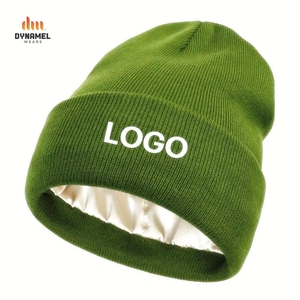 Bonnet d'hiver unisexe en tricot côtelé avec doublure en satin rouge vin, logo personnalisé DYNAMEL - Product Image 6