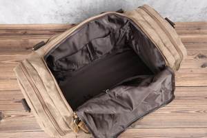 Sac de voyage en toile et cuir imperméable robuste pour homme, sac de week-end personnalisé, sac de nuit LCDB-0002 - Product Image 3