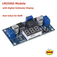 Convertidor Buck LM2596 FYX Stock, Módulo de Fuente de Alimentación CC-CC, Regulador de Voltaje Ajustable con Pantalla de Voltímetro Digital