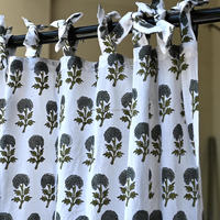 Juego de 2 Cortinas Modernas de Algodón con Estampado Floral Tradicional Indio, Ecológicas, con Bolsillo para Barra, Translúcidas, para Sala de Estar