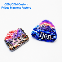 Souvenir de voyage d'Indonésie Ijen Magnétique de réfrigérateur en relief 3D