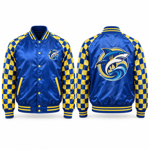 Chaqueta Cortavientos Juvenil Personalizada de Satén con Mangas Raglán, Cierre Completo con Cremallera, Puños a Rayas, Tela de Poliéster y Bordado Relajado - Product Image 1