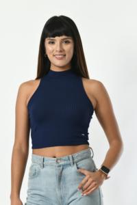 Conjunto de bikini de cintura alta con control de abdomen, push-up, fruncido, cuello halter, almohadillas extraíbles, braga con lazo lateral, corte brasileño, talla grande - Product Image 3